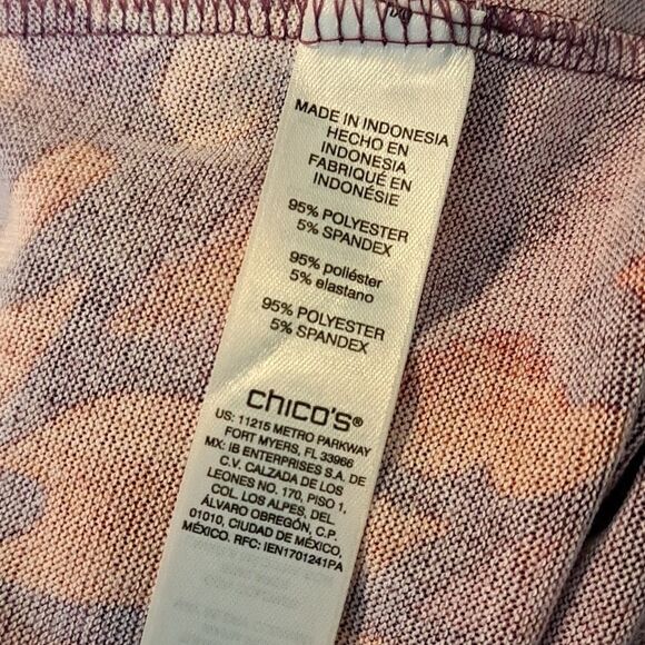 Chico’s Women’s Top Size S Raspberry Orange Scroll Ombré Boatneck Knit Top 3/4 - Picture 6 of 10